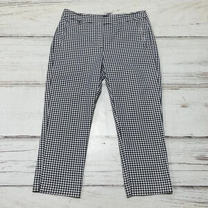Adrianna Papell Capris Pants Crop Black White Check Plaid 6